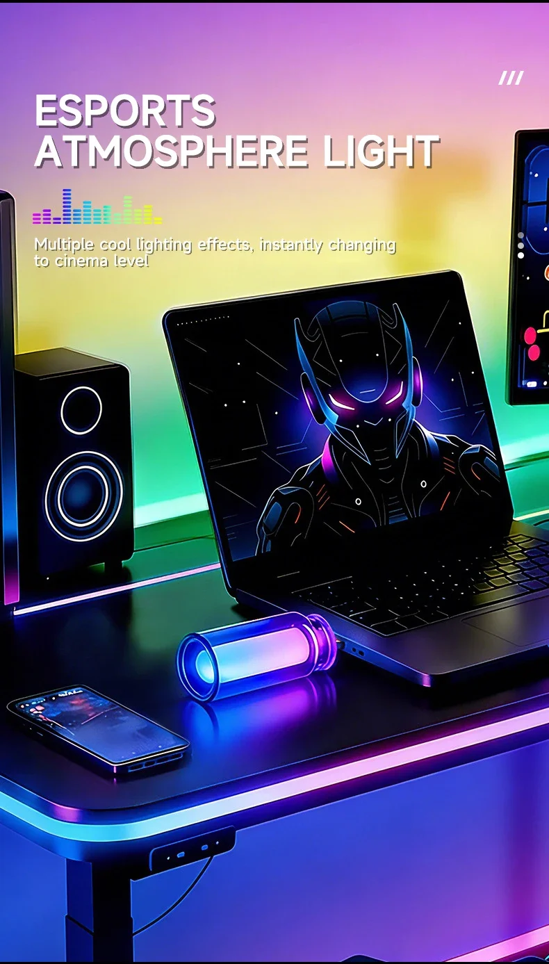 Auto-USB-Ambientelicht Schlafzimmer Camping Tragbares RGB-Regenbogen-Nachtlicht Plug-and-Play LED-Ambientelicht Dekorative Beleuchtung – Detail 5