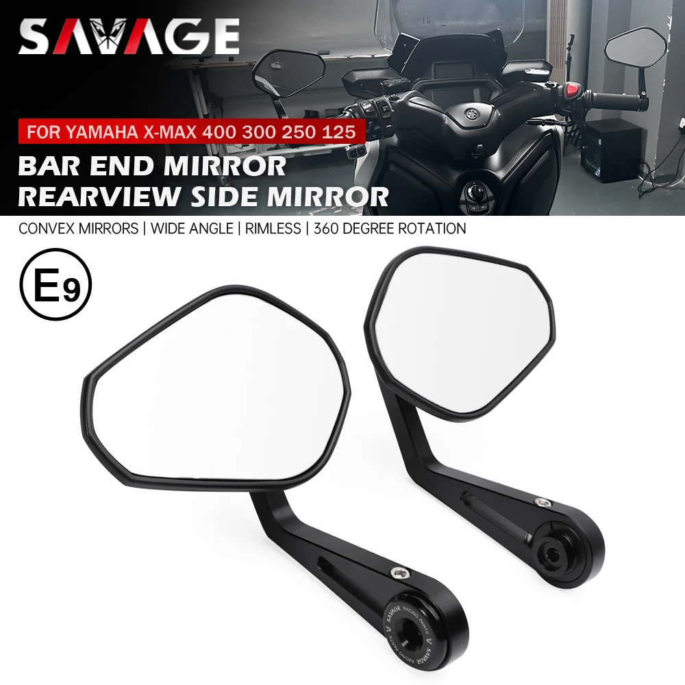 

Motorcycle Bar End Mirror For YAMAHA XMAX 400 300 X-MAX 250 125 Tricity 300 Wide Vision Handlebar Side Rearview Mirrors Rotation