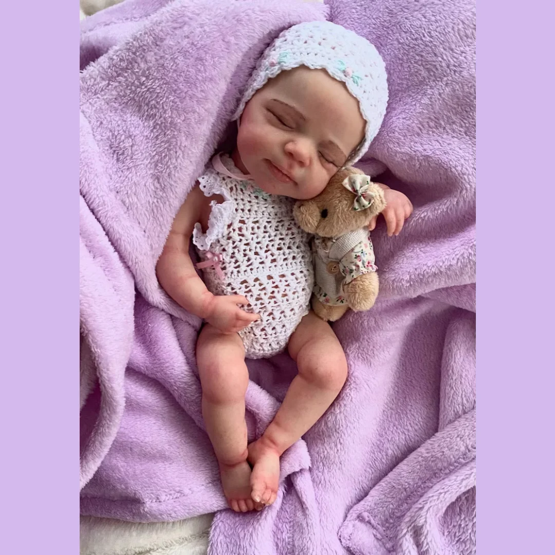 33cm 파스칼 소프트 실리콘 베베 리본 여자 아기, 입을 벌린 3D 페인트 피부 드레스, 스웨터 의상, 실물 같은 신생아 인형