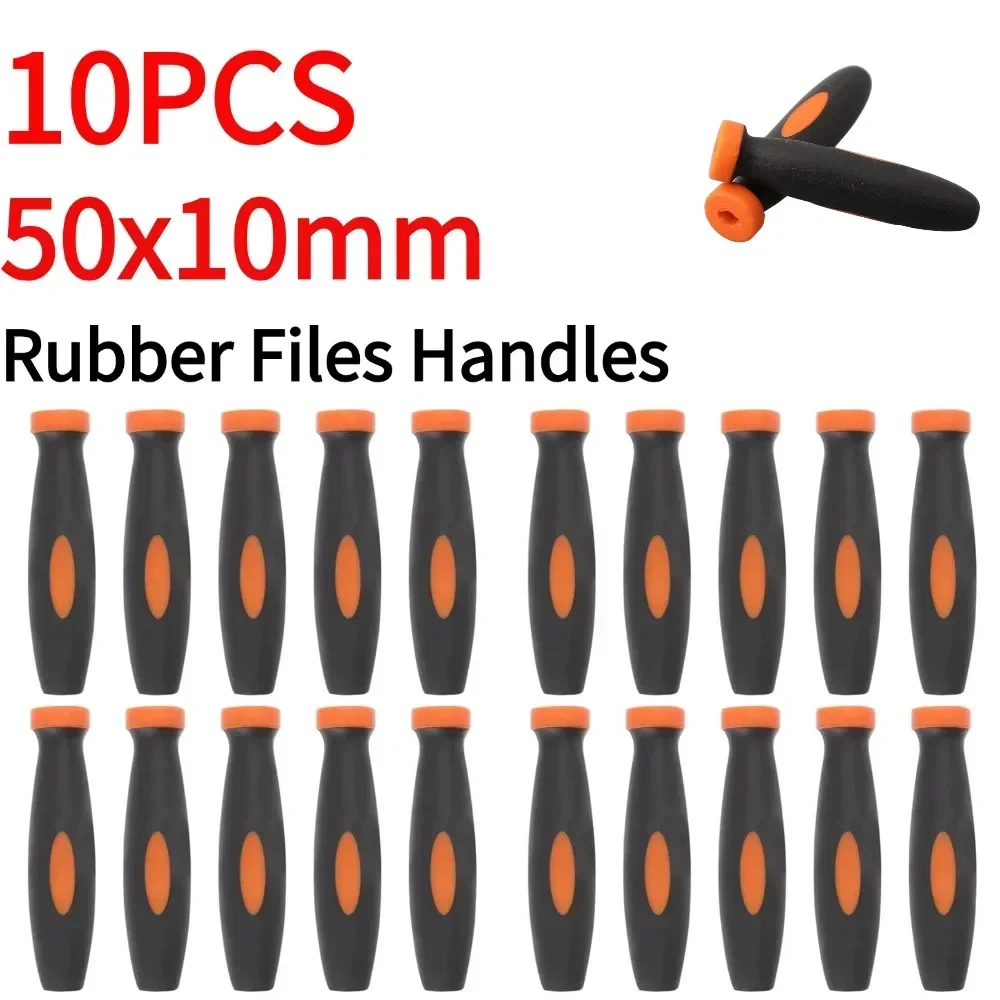 10pcs Rubber Files Handles 3mm Hole Dia Metal Grips Files Handles Wood Working File Handles Rubber File Handles For Small Files