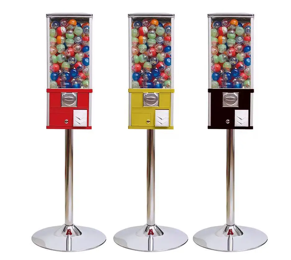 

Floor-Standing Candy Gumball Vending Machine Coin-Operated Bulk Confectionery Dispenser 150-200 Pcs Capacity PC Metal