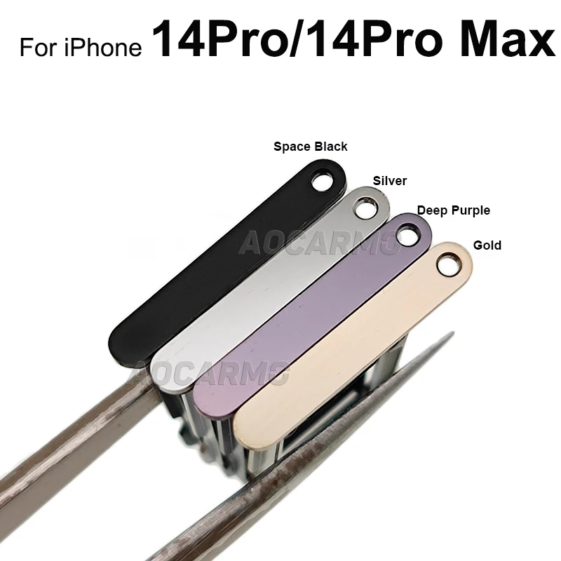 Aocarmo Black /Silver/ Purple / Gold Single + Dual Sim Card For iPhone 14 Pro MAX 14Pro SIM Tray Slot Holder Replacement Parts