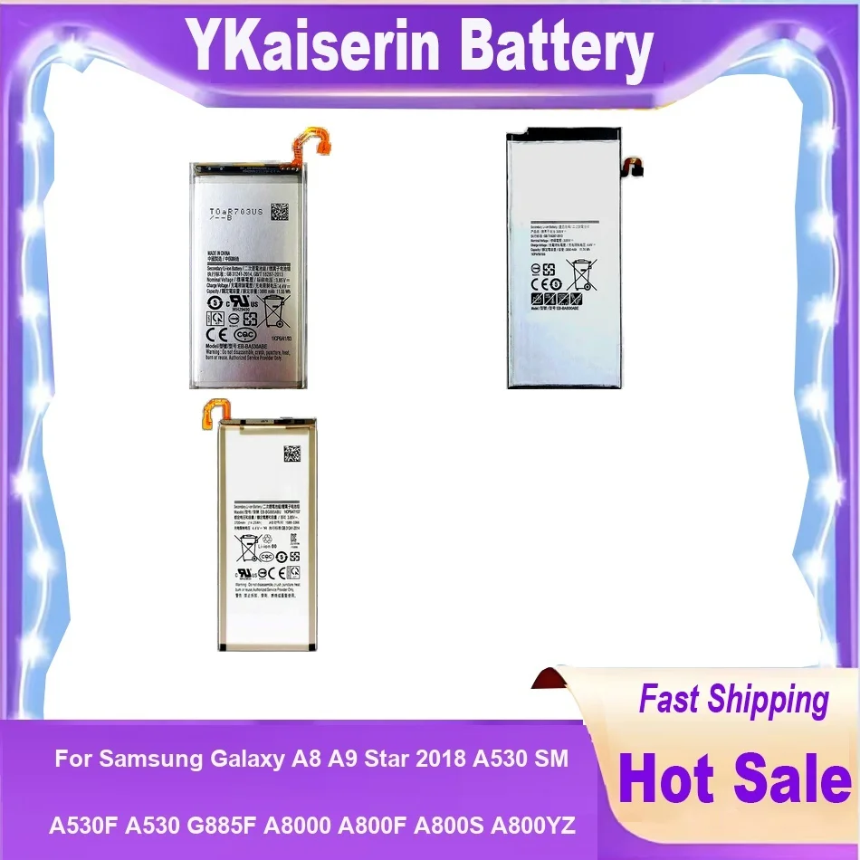 

EB-BG885ABU EB-BA800ABE EB-BA530ABE Battery For Samsung Galaxy A8 A9 Star 2018 A530 SM A530F G885F A8000 A800F A800S A800YZ