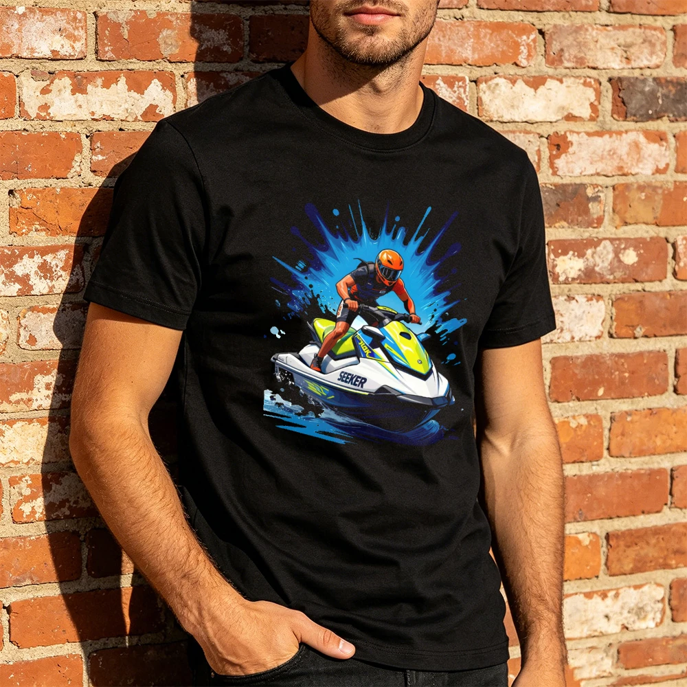 Jet Ski Water Sports Speed Action Graphic Men T Shirt Cool Summer Vacation Tee Extreme Sportsman T Shirt