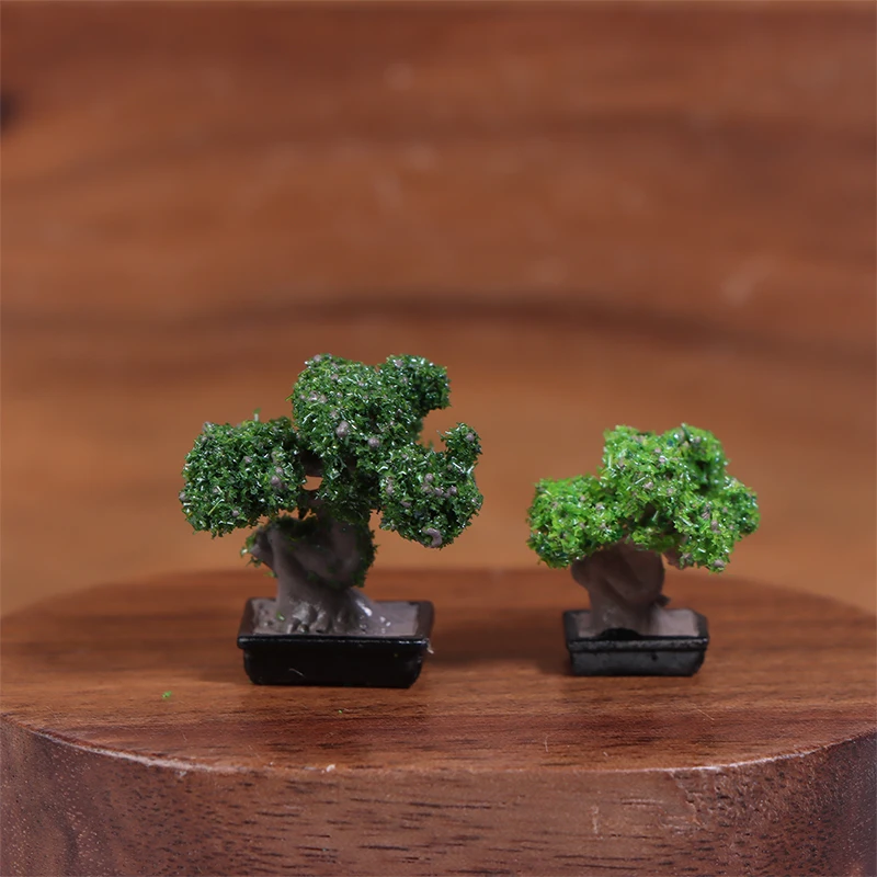 Mini Green Tree Potted Dollhouse, Decorações para Casa, Casa de Bonecas, Micro Paisagem, Ornamento de Jardim, 1:12