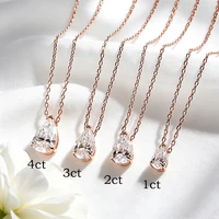 Smyoue certifié 1CT 2CT poire coupe D VVS1 Moissanite collier pour femmes 18k plaqué or bijoux 100% argent Sterling 925 pendentif 3