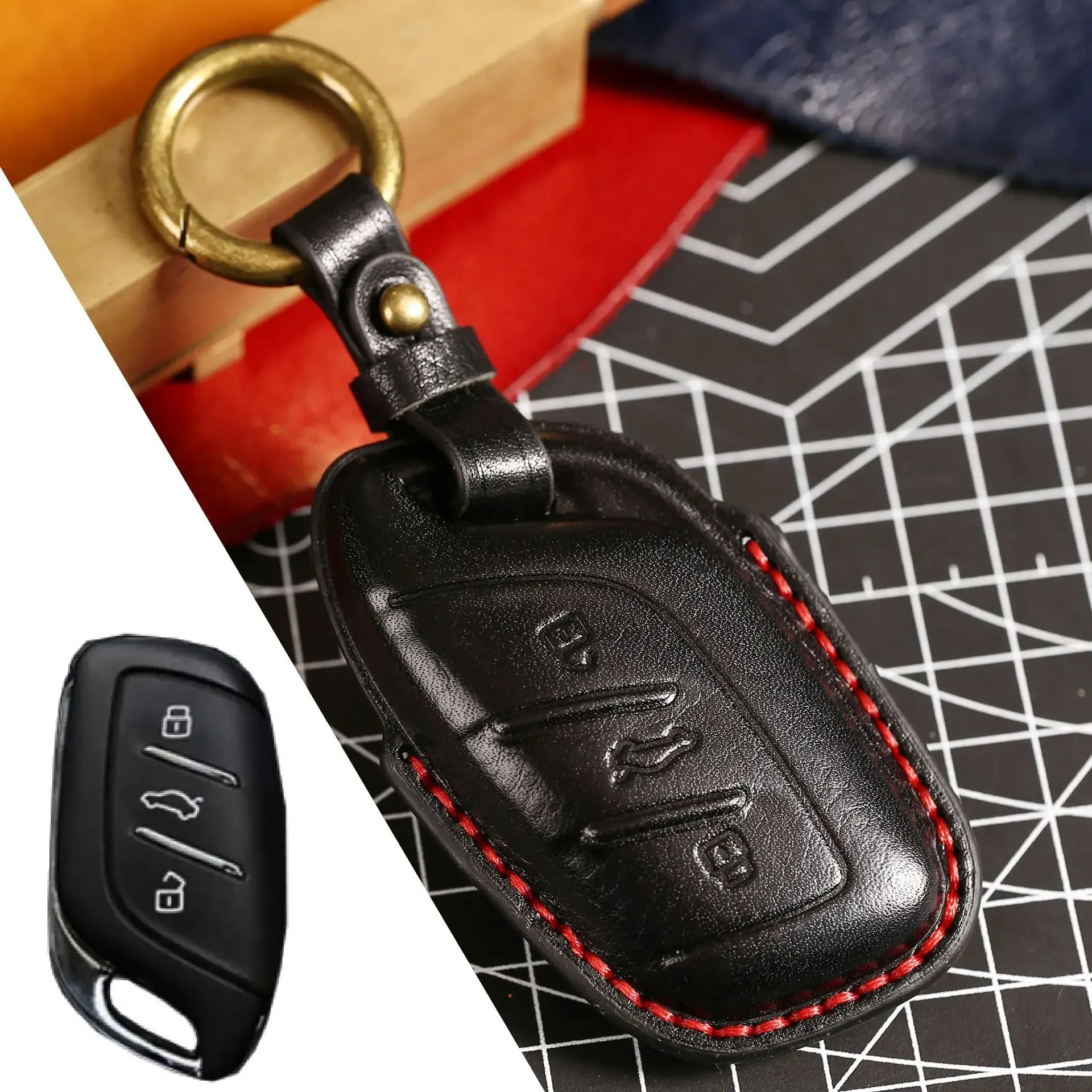 

1pc Luxury Leather Car Key Case Cover Fob Shell For MG ZS HS EV MG5 MG6 MG7 MG3 EZS EHS GS 2018 2019 2020 2021 Car Accessories