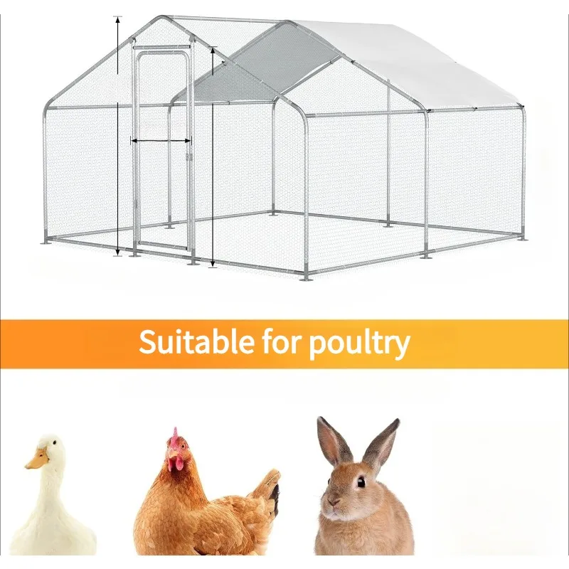 في الهواء الطلق غير نافذ للمطر ظلة حظيرة الدجاج المعدنية 4/6/8/10*3*2 متر بطة كبيرة أوزة أرنب حظيرة الدواجن قفص الدواجن الموئل