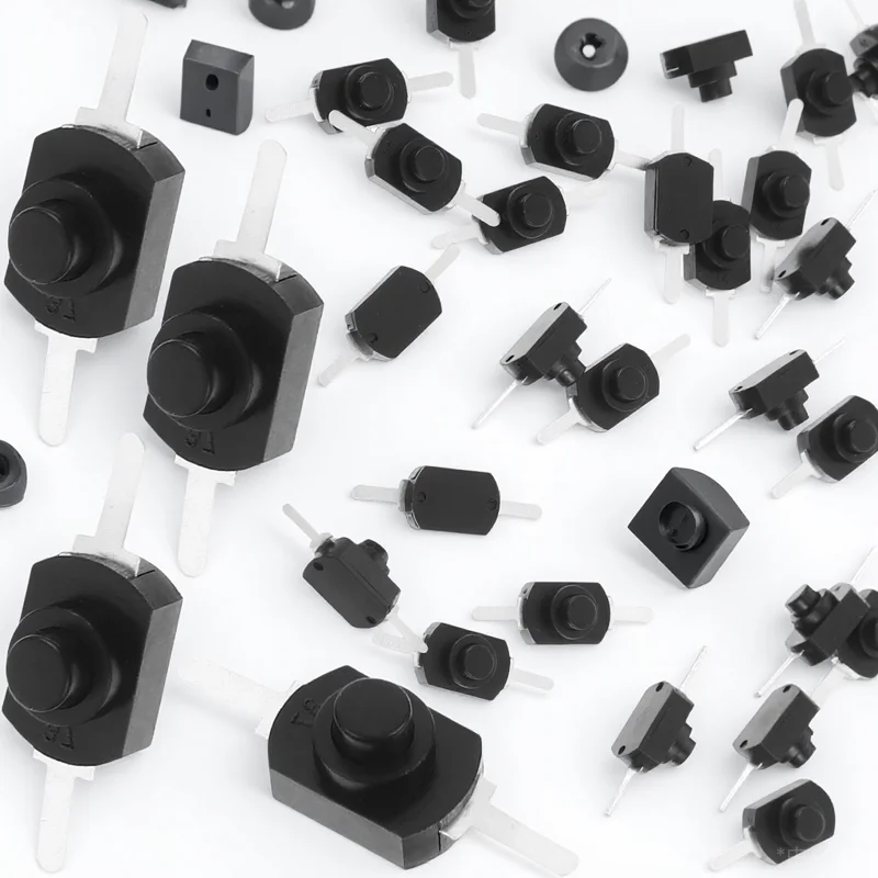 

50pcs Micro Push Button Switch Mini ON OFF for Torch Flashlight Portable Latching Black ABS Metal Soldering Wire
