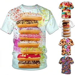 Unisex Summer Street Casual Funny Donuts 3d Short Sleeve T-Shirts Women Trend Personality Leisure Breathable Comfortable Tees