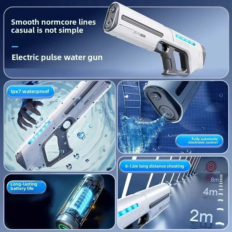 Pistolet à eau entièrement automatique pour enfants, pistolet de stockage de grande capacité, jouet électrique absorbant l'eau, jouet d'été en plein air, cadeau
