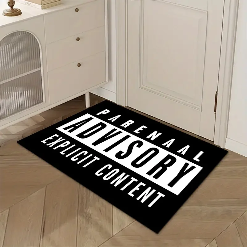 Humorous Door Mat Parental Advisory Explicit Content Pattern Felt