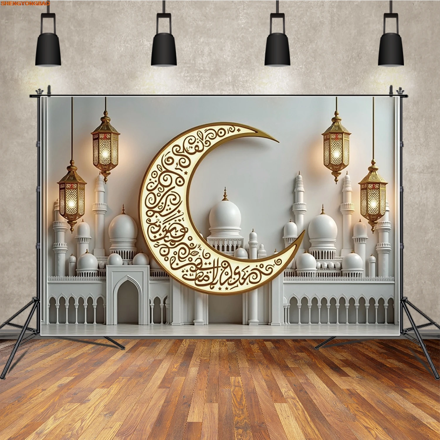 

Happy Ramadan Mubarak Photography Backdrop Mosque Lantern Moon islam Background Banner Studio Photo
