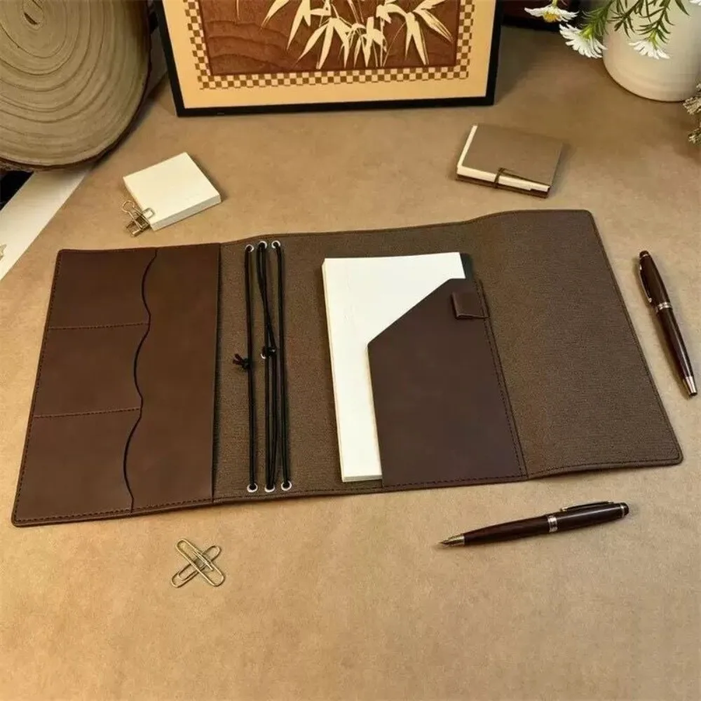 Refillable Notebook Organizer Loose Leaf Crazy Horse Leather Notebook Cover Compact Journal Cover Book Protective Cover