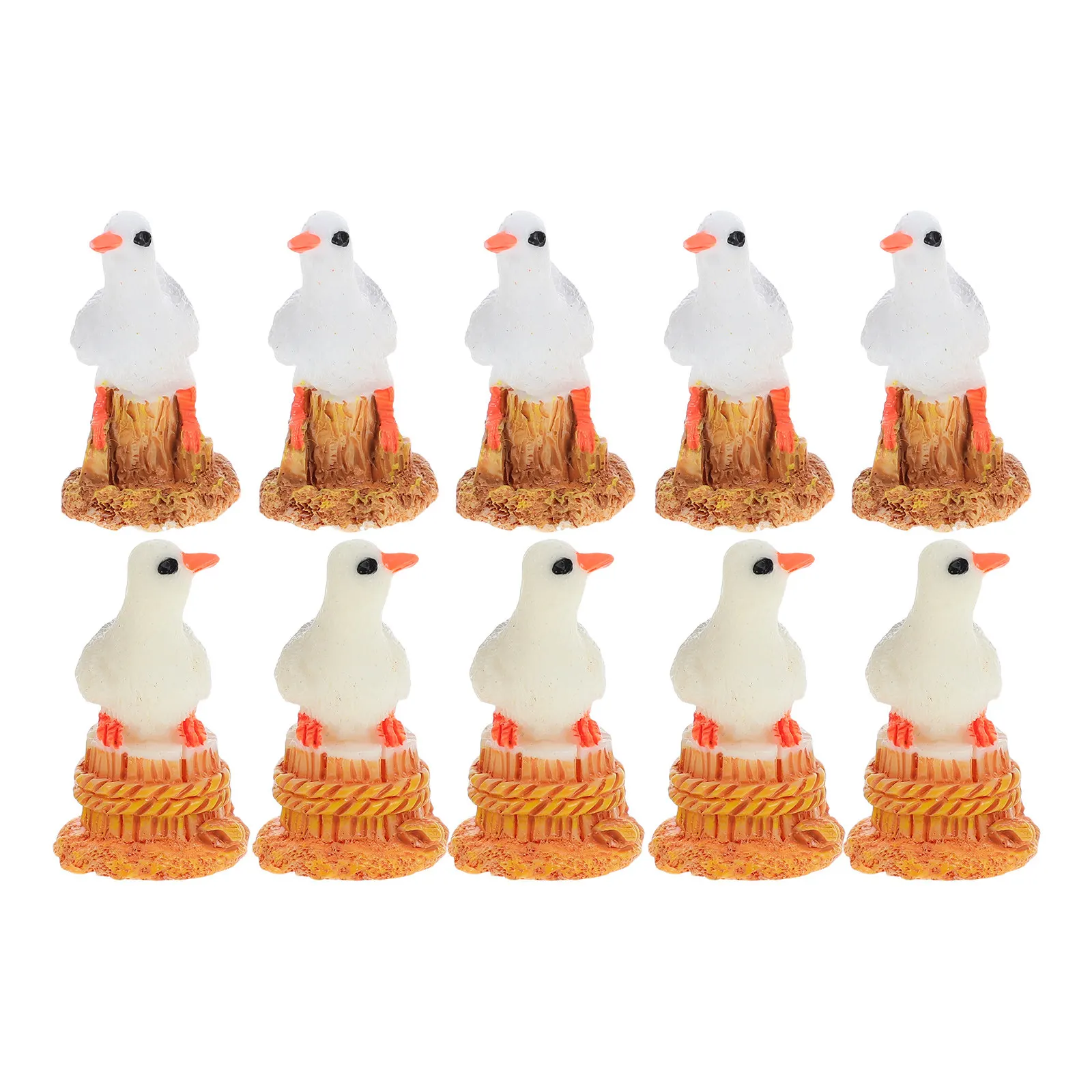 10Pcs Seagull Bird Statue Resin Garden Decoration Outdoor Yard Adornment Nautical Coastal Style Desktop Bookshelf Ornament