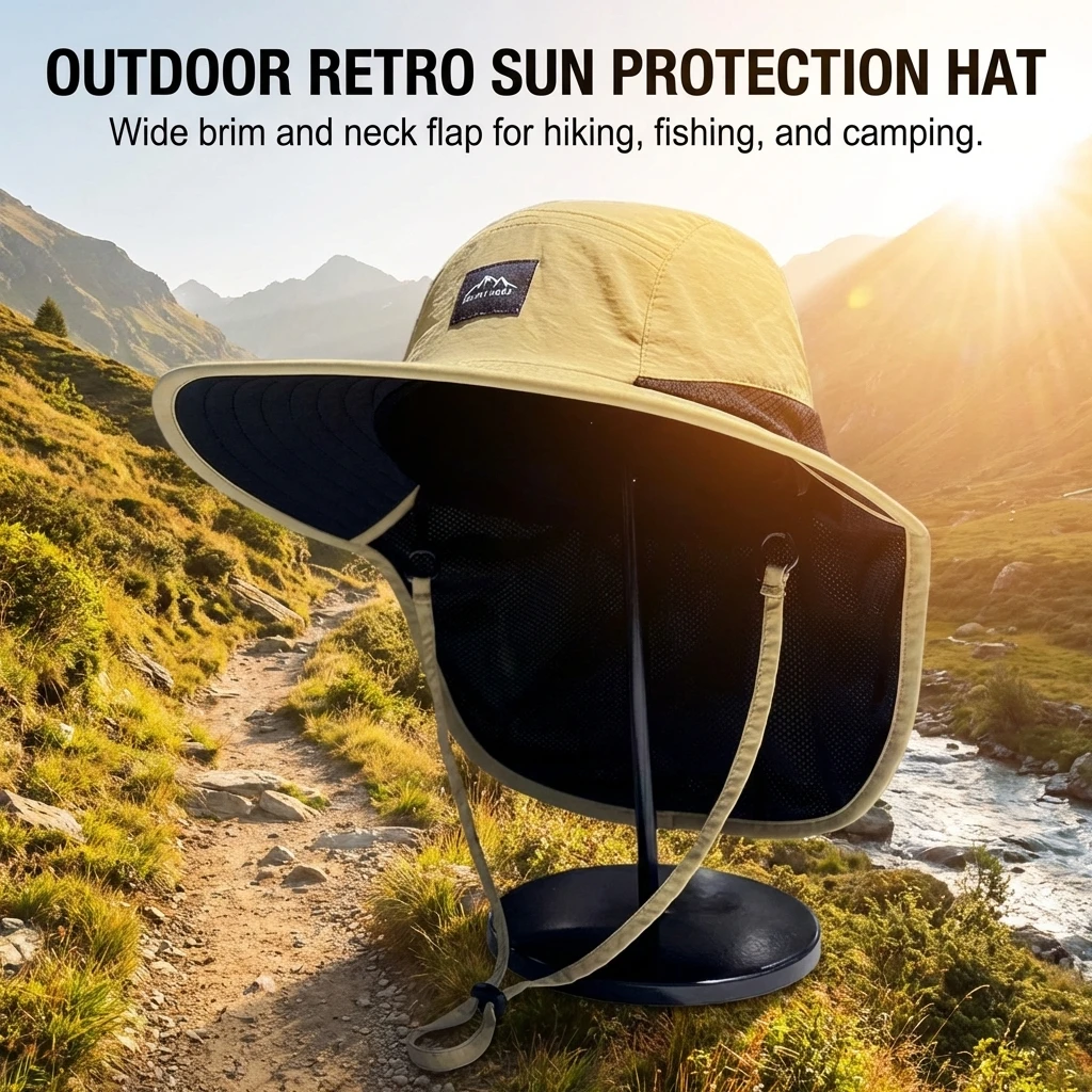 Outdoor Fishing Cap Sun Protection Wide Brim Hat Lightweight Breathable Adjustable Hiking Fishing Climbing Hat Summer Travel image 2
