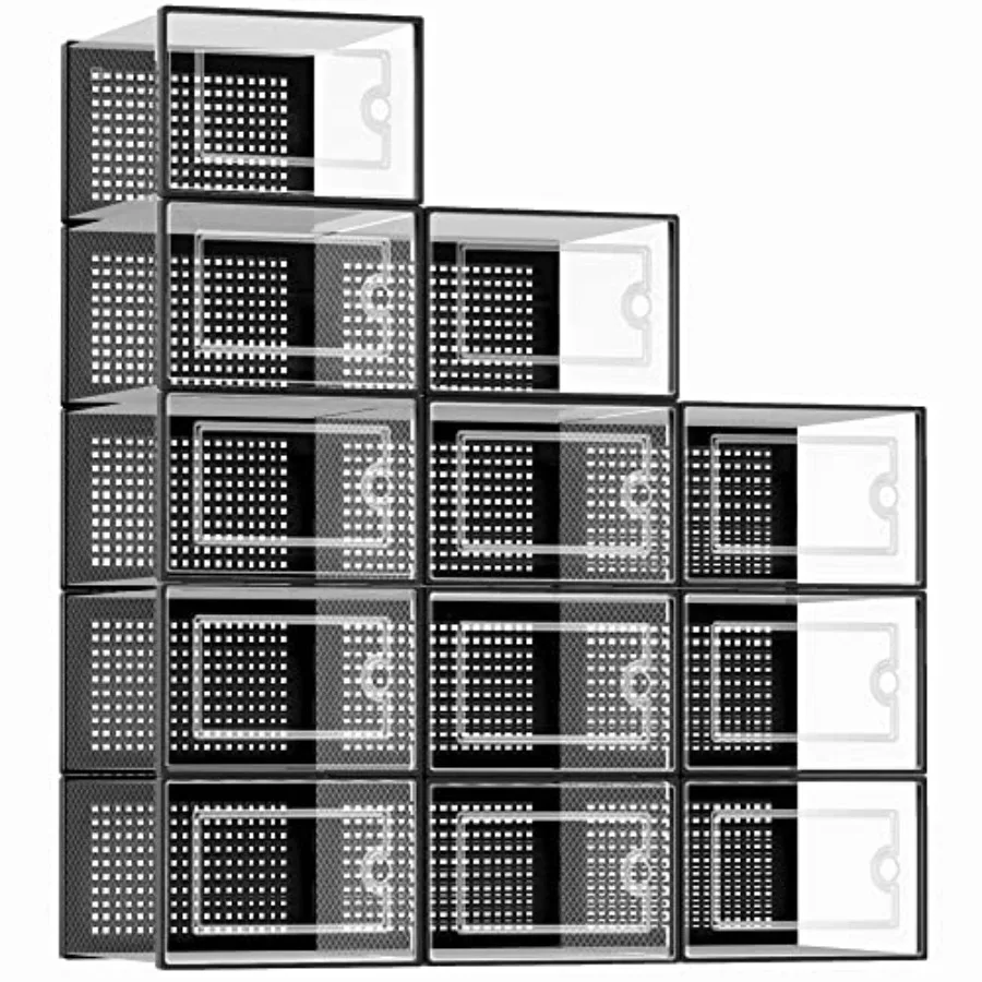 

X-Large Shoe Storage Boxes Organizers Clear Plastic Stackable 12 Pack Shoe Rack and Holder Substitute Sneaker Containers Toy St