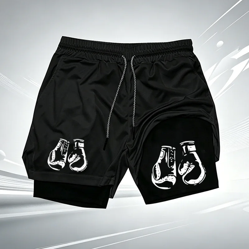 Men 2‑in‑1 Sports Shorts Quick - Compression Shorts Athletes 评论和价格
