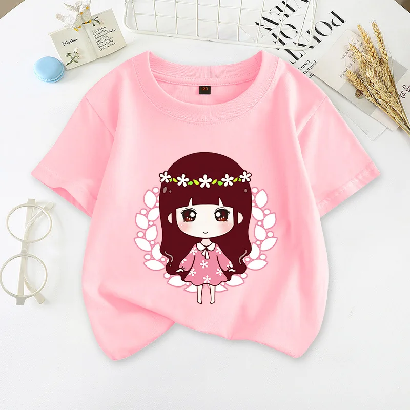 女の子のためのプリンセスTシャツ,綿のフリルブラウス,3Dデザインの子供のための誕生日の服