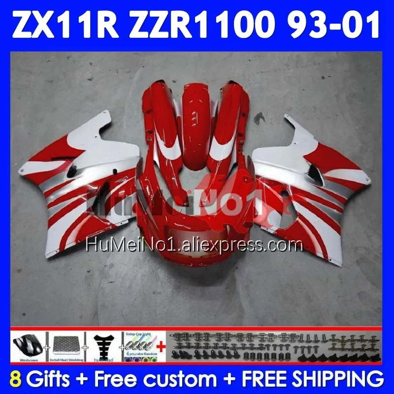 ZZR1100 For KAWASAKI NINJA ZX 11R ZX11 R 93 94 95 96 97 223No.60 ZX-11R ZX11R ZZR 1100 1998 1999 White red 2000 2001 Fairing