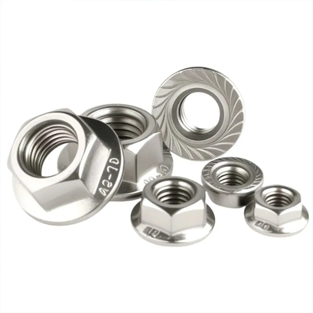 Flange Nut Lock Nut M3 M4 M5 M6 M8 M10 M12 M16 M20 High Quality 304 Stainless Steel Hexagon Hex Head Serrated Spinlock DIN6923