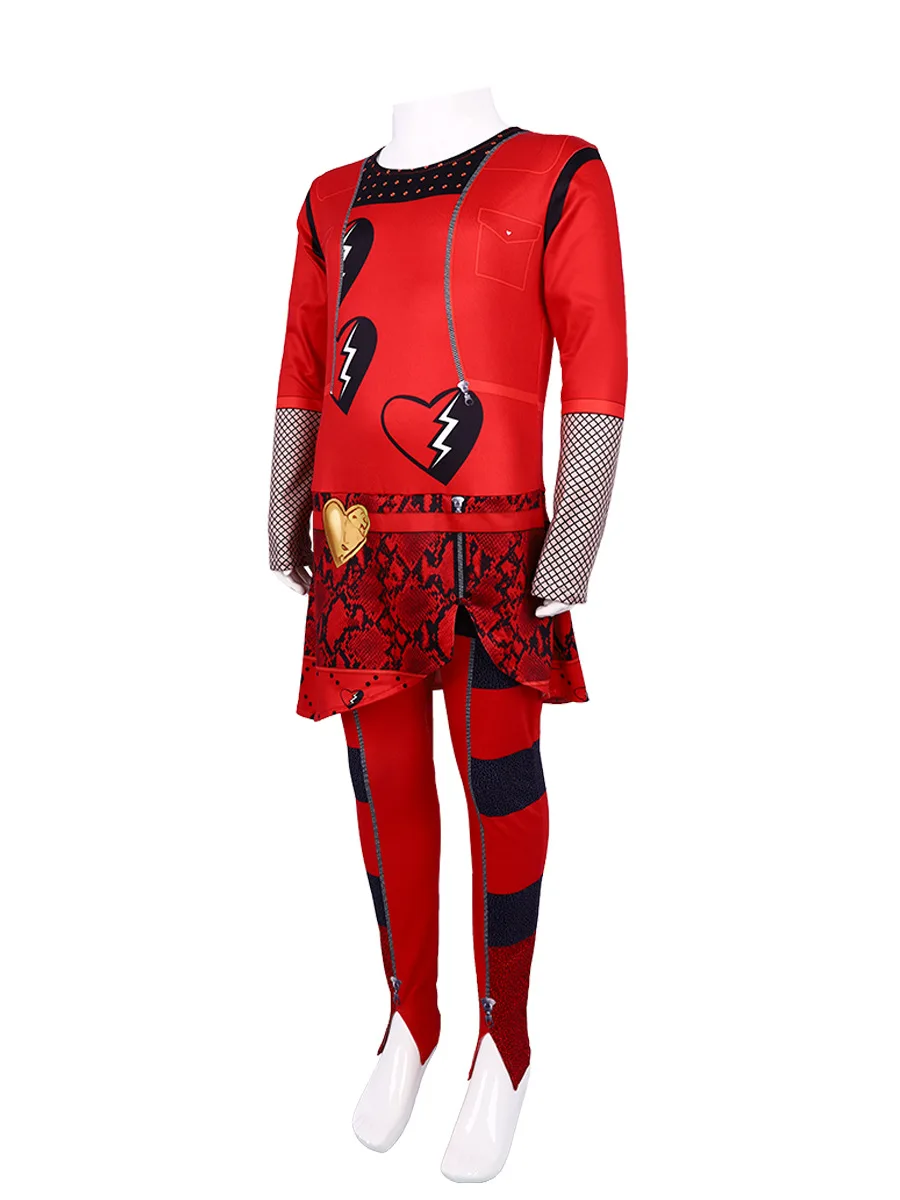 Descendants 4  Kids jumpsuit Red Cosplay Costume ，Halloween cosplay costume,Girls Christmas Birthday Party Dress Suit