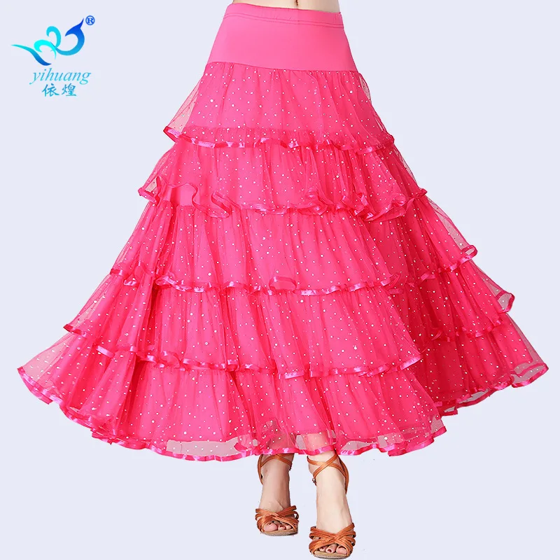 National Standard Dance Modern Dance Sequins Big Hem Long Skirt Dance Dress Competition Performance Dress Social Dance Long