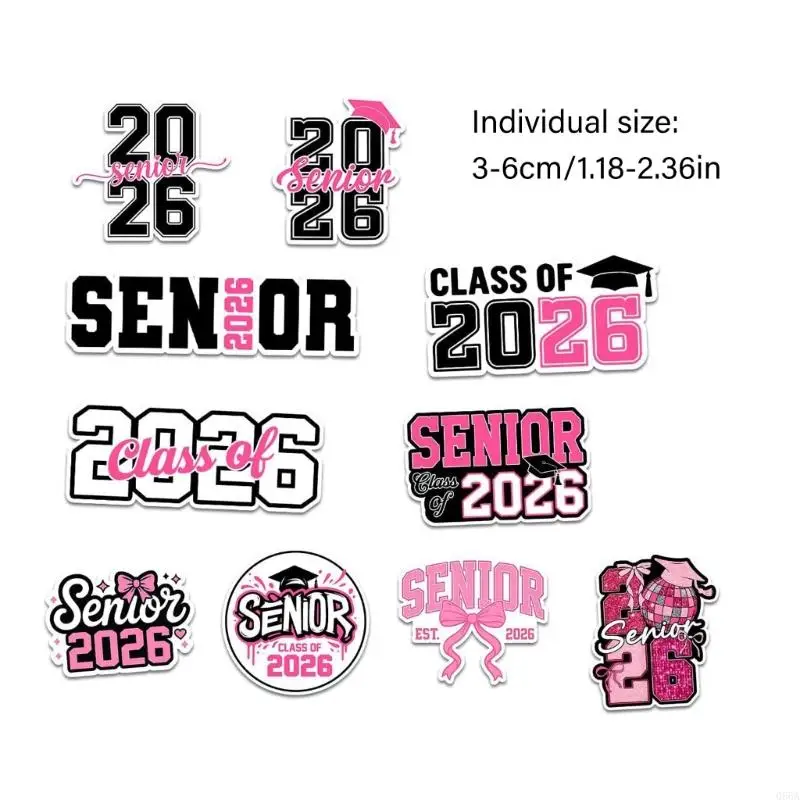10pcs 선임 2026 졸업 스티커 영구 PVC 데칼 스크랩북 학교 학용품 선물 대학 수업 2026