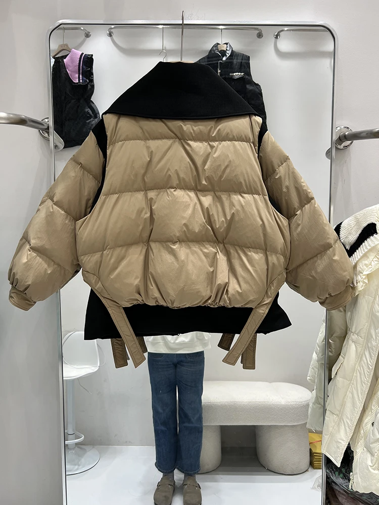 2022 Winter New Arrival Big Turn Down Collar 90% White Duck Down Jacket Vest Coat Two Piece Set Women