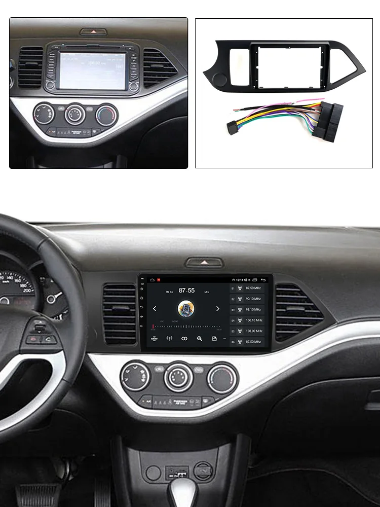 MEKEDE 9-inch car intelligent radio with plastic frame suitable for Kia Morning News 2011-2017 L car radio panel frame cable set