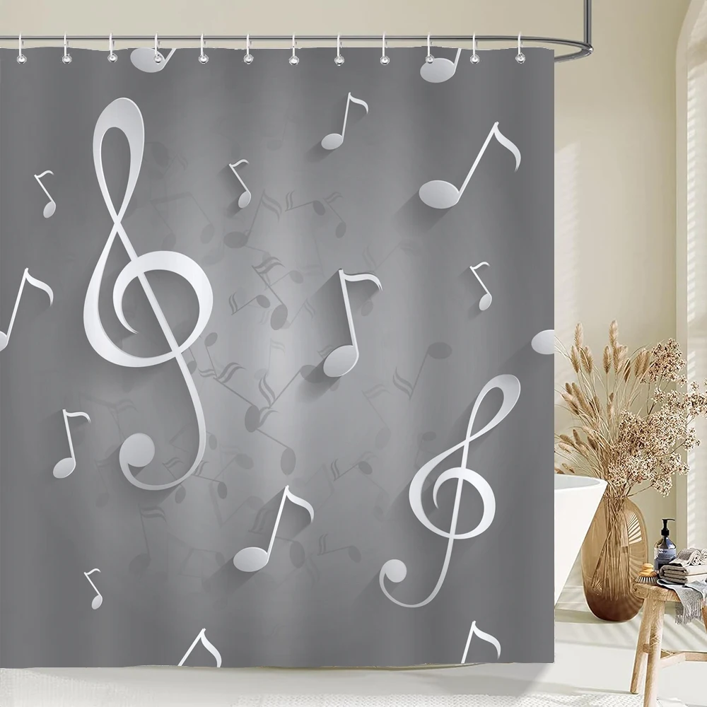 

3D Music Rock style Printed Shower Curtains Bathroom Curtain Frabic Waterproof Polyester Bath Curtain Home Decoration with Hooks