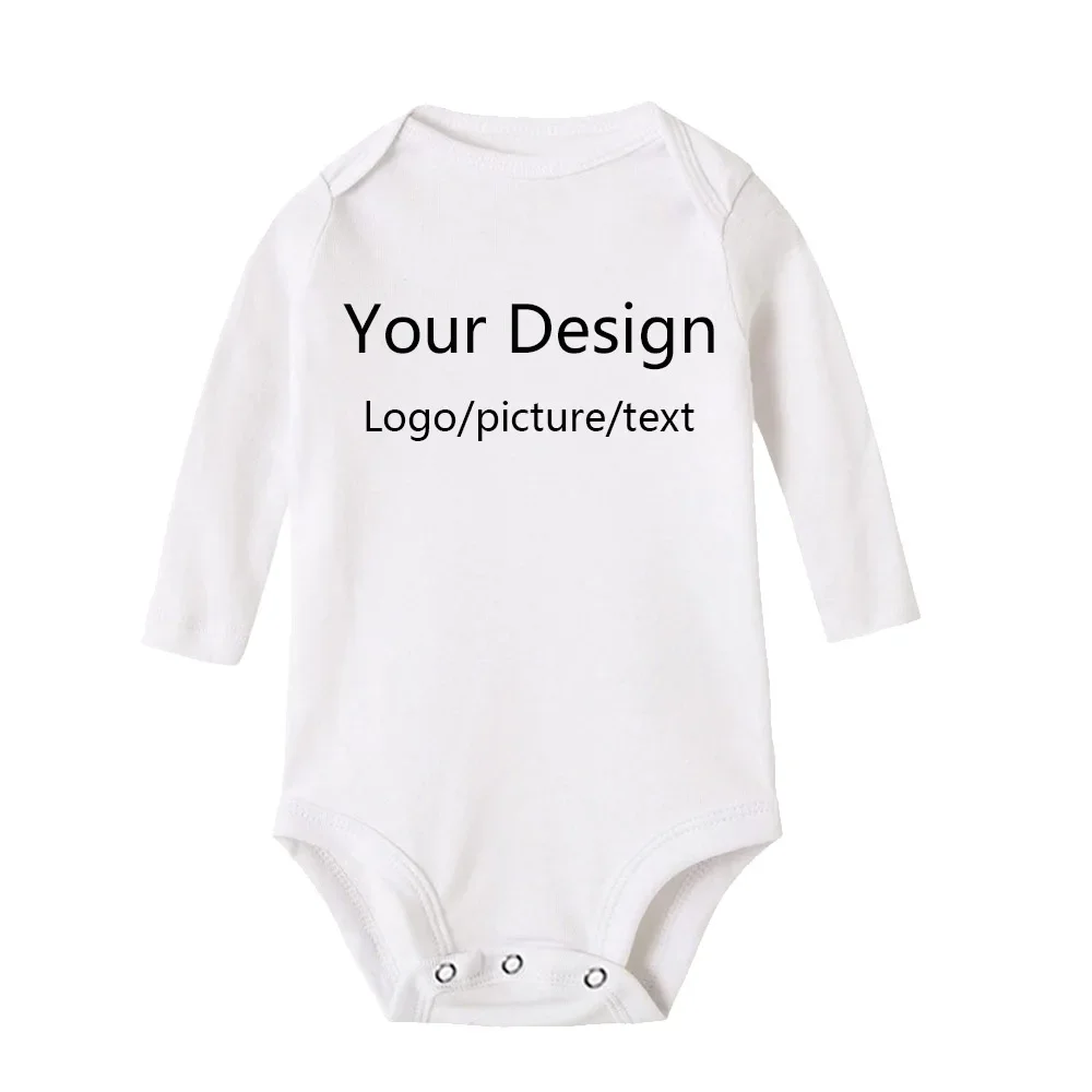 DIY YOUR PRINT OR LOGO Newborn Customization Bodysuit Long Sleeve & Short Sleeve Jumpsuit Simple CUSTOM TEXT Baby Romper