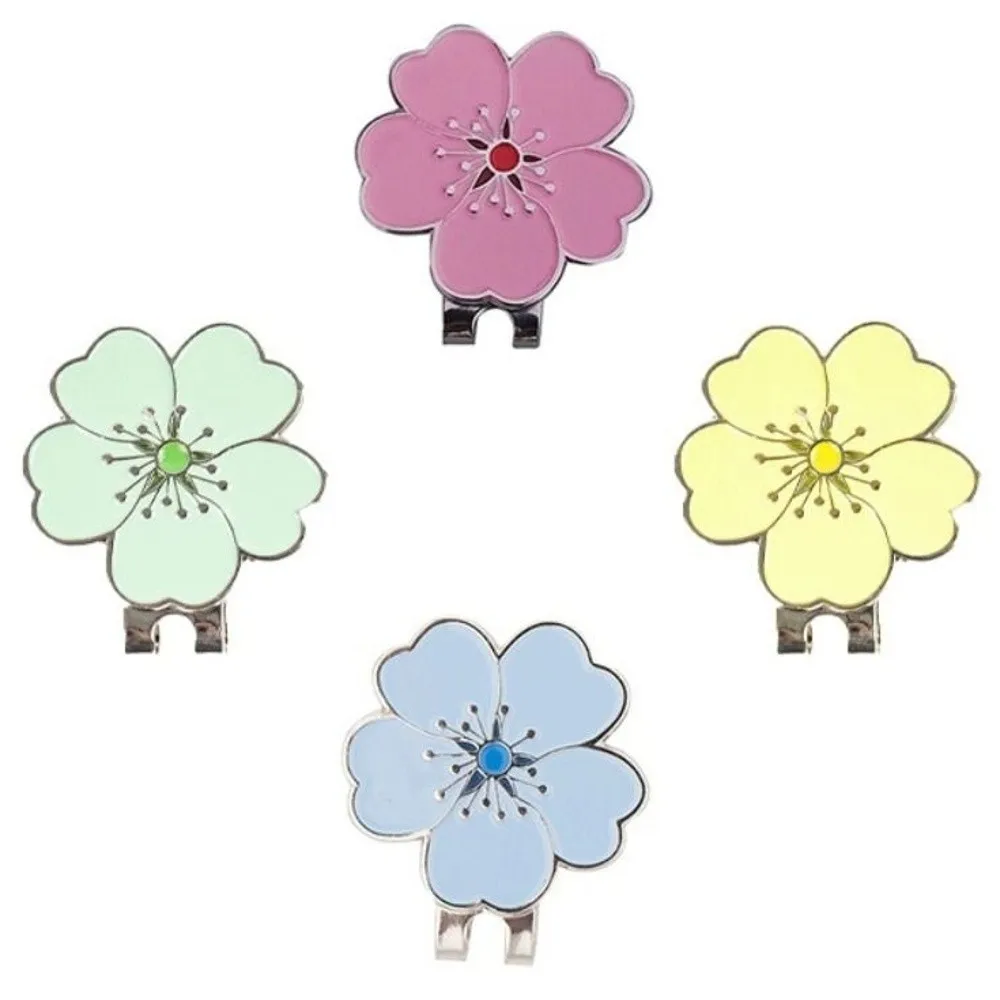 Magnetic Golf Cap Clip Flower Shaped Durable Metal Golf Ball Mark Ball Position Decorative Golf Hat Marker Women Girls view 3