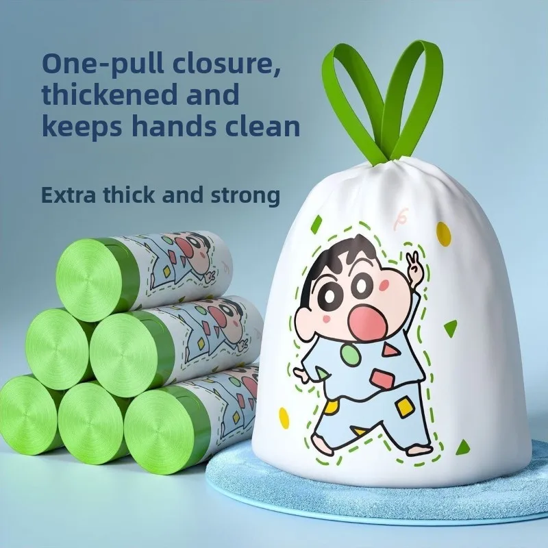 Crayon Shin-chan Cartoon Niedlicher, reißfester Müllbeutel mit Kordelzug, Kawaii Handtasche, verdickter Plastikbeutel, Anime-Merchandise, Großhandel