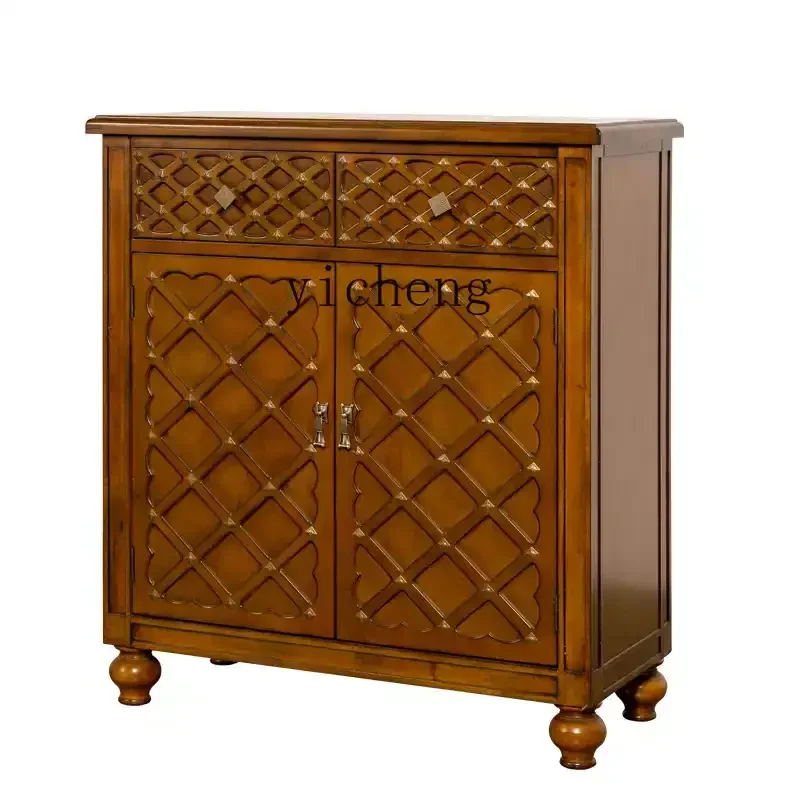 

XL retro solid wood furniture living room locker painted edge cabinet hand painted entrance cabinet