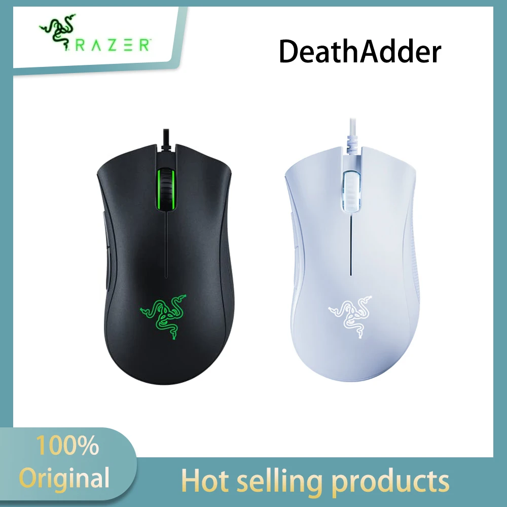 

Razer DeathAdder Essential Gaming Mouse: 6400 DPI Optical Sensor 5 Programmable Buttons Mechanical Switches Rubber Side Grips