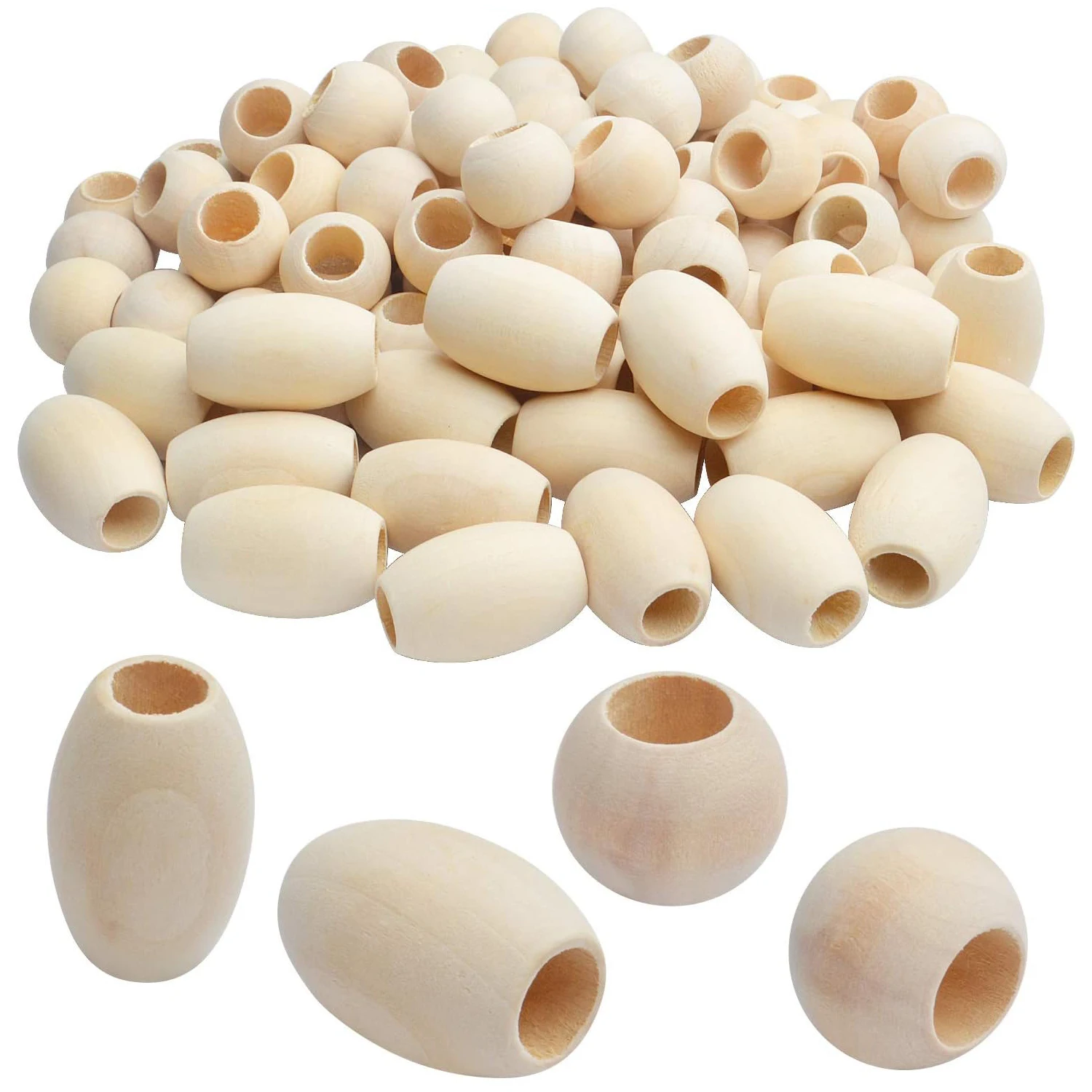 

Natural Wooden Spacer Beads - 100pcs Large Hole Unfinished Tube Beads for DIY Handmade Decorations, Bracelets, Pendants & Crafts