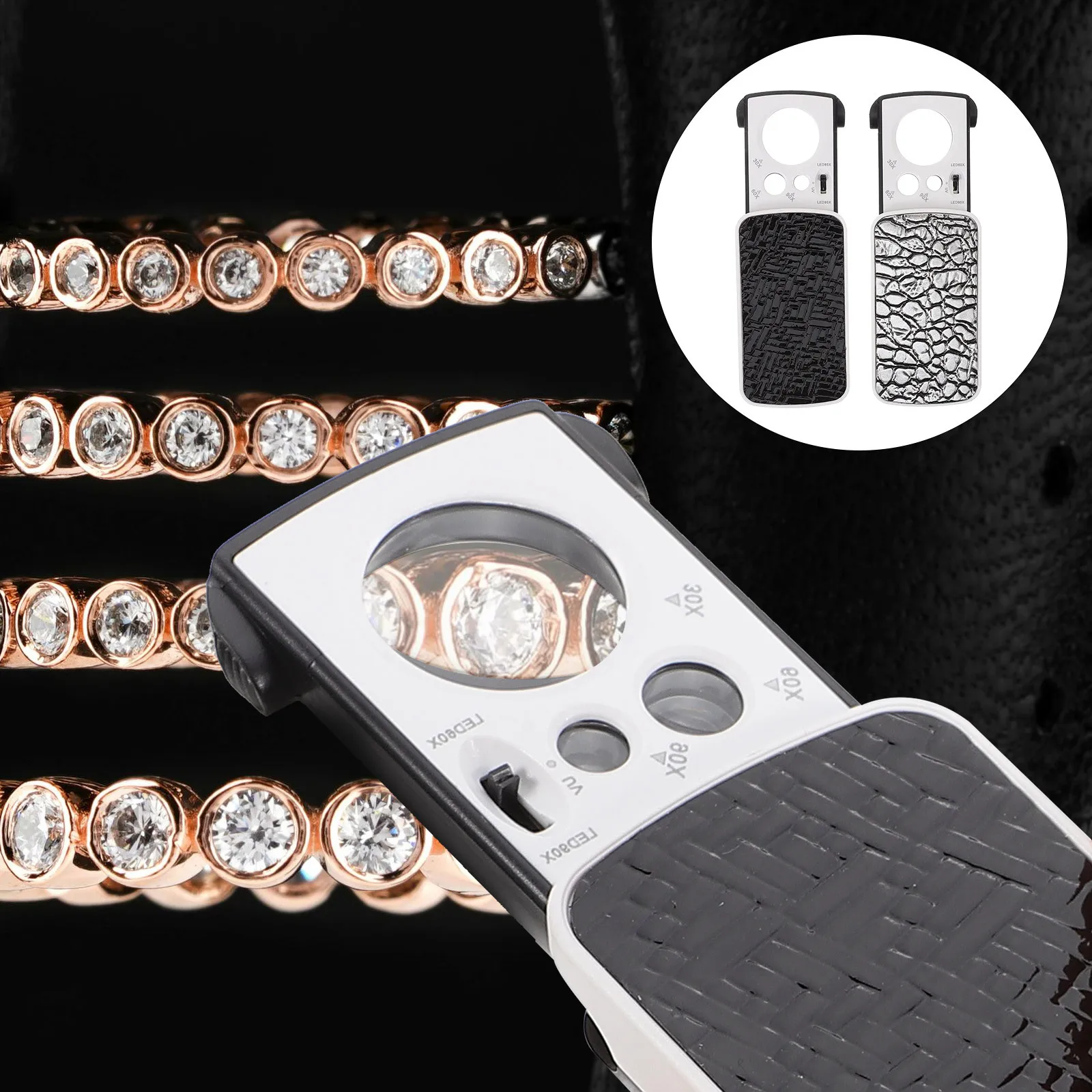 

2 шт., ювелирная лупа со светодиодной подсветкой, портативная лупа с драгоценными камнями, увеличительное стекло, ювелирная лупа для коллектора монет и камней