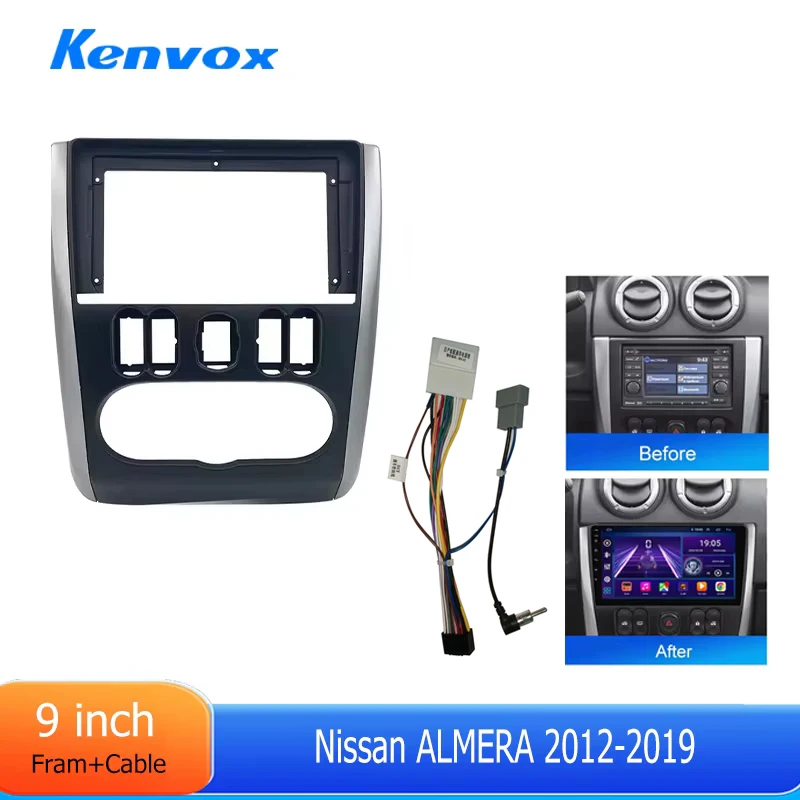 

Автомобильный радиоприемник 9 дюймов KENVOX 2 Din, лицевая рамка для Nissan ALMERA 2012-2019, центральная панель управления, лицевая панель, стерео панель, комплект приборной панели, кабель