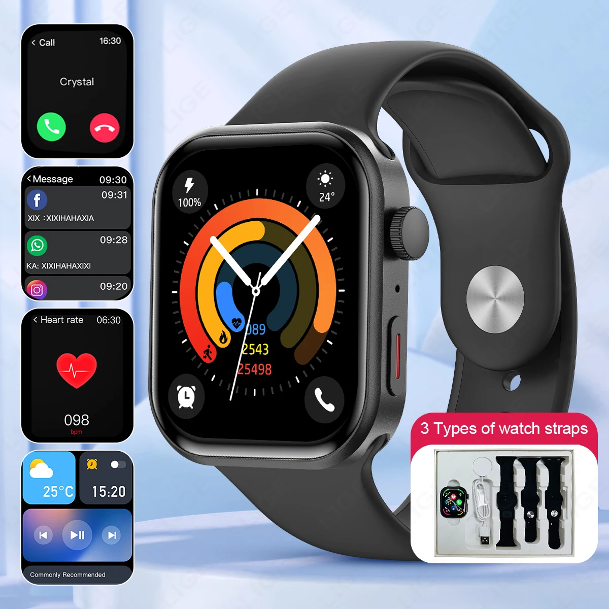 

New Smart Watch Men Global Version Compatible With IOS Android HD Display Bluetooth Call Ladies Sports Fitness Track Smartwatch