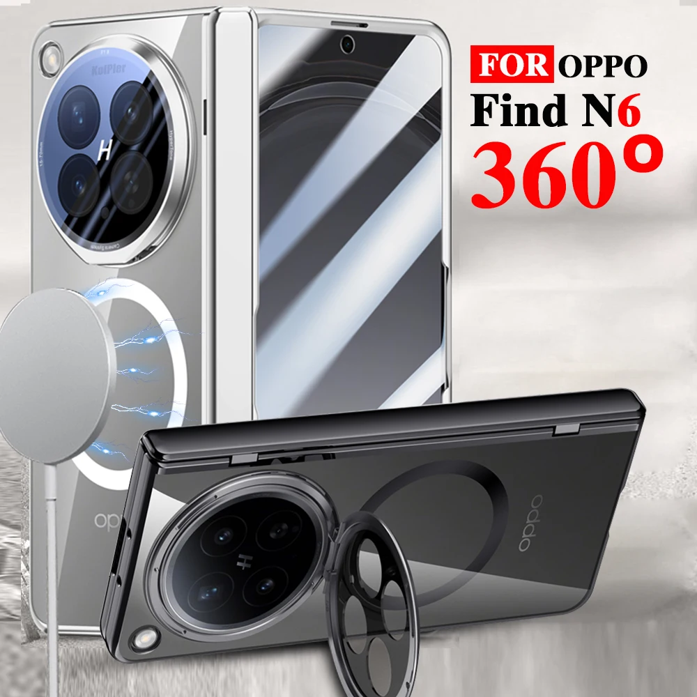 

FindN6 Metal Lens Holder With Magsafe Strong Magnetic Phone Case For OPPO Find N6 5G 2026 Slim Transparent Protective Cover