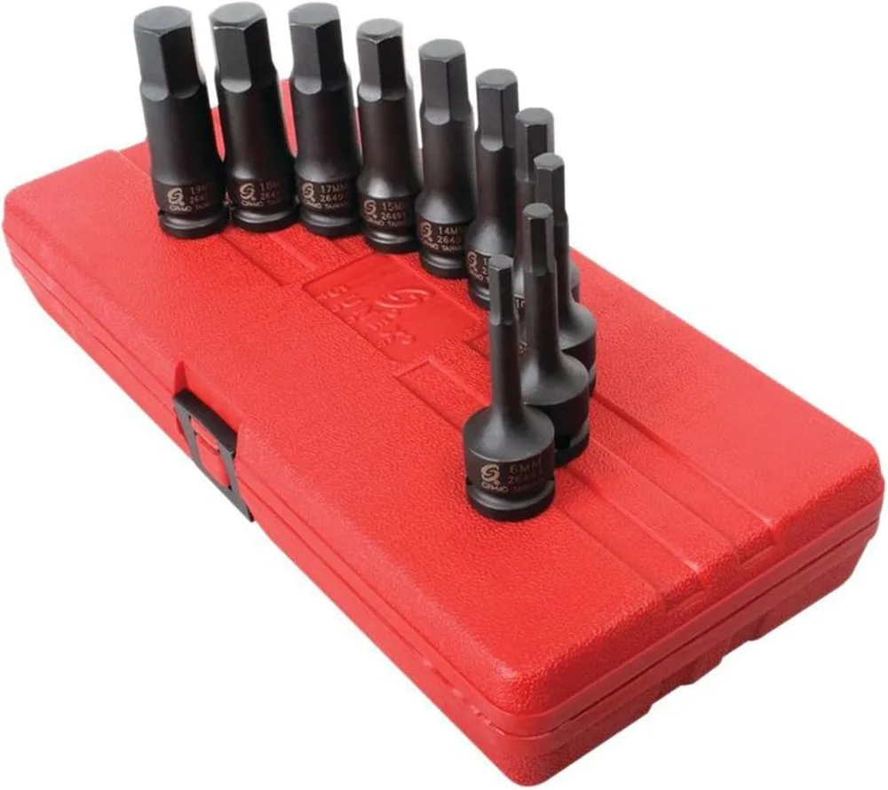 مجموعة مفكات سداسية من Drive Impact مقاس 1/2 بوصة، مكونة من 20 قطعة SAE/Metric، فولاذ Cr-Mo، حافظة شديدة التحمل، تلبي معايير ANSI #6