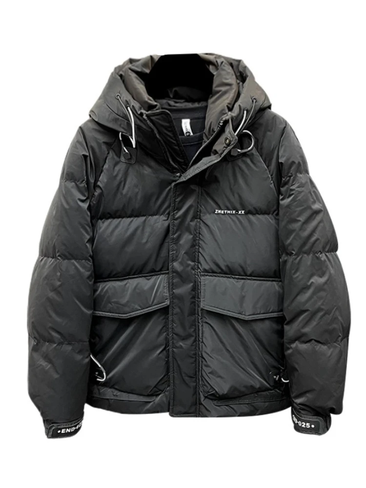 

Зимний короткий пуховик с капюшоном, мужской утепленный утиный пух, водостойкая рабочая одежда, уличная теплая пуховик