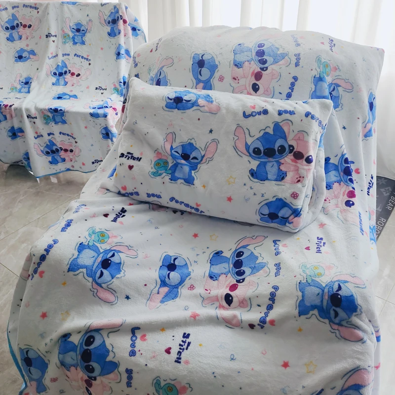 

Удобное одеяло Лило и Стич, теплое фланелевое одеяло с мультяшной вышивкой и ангелом, одноразмерное одеяло для сна, наволочка, покрывало для девочек