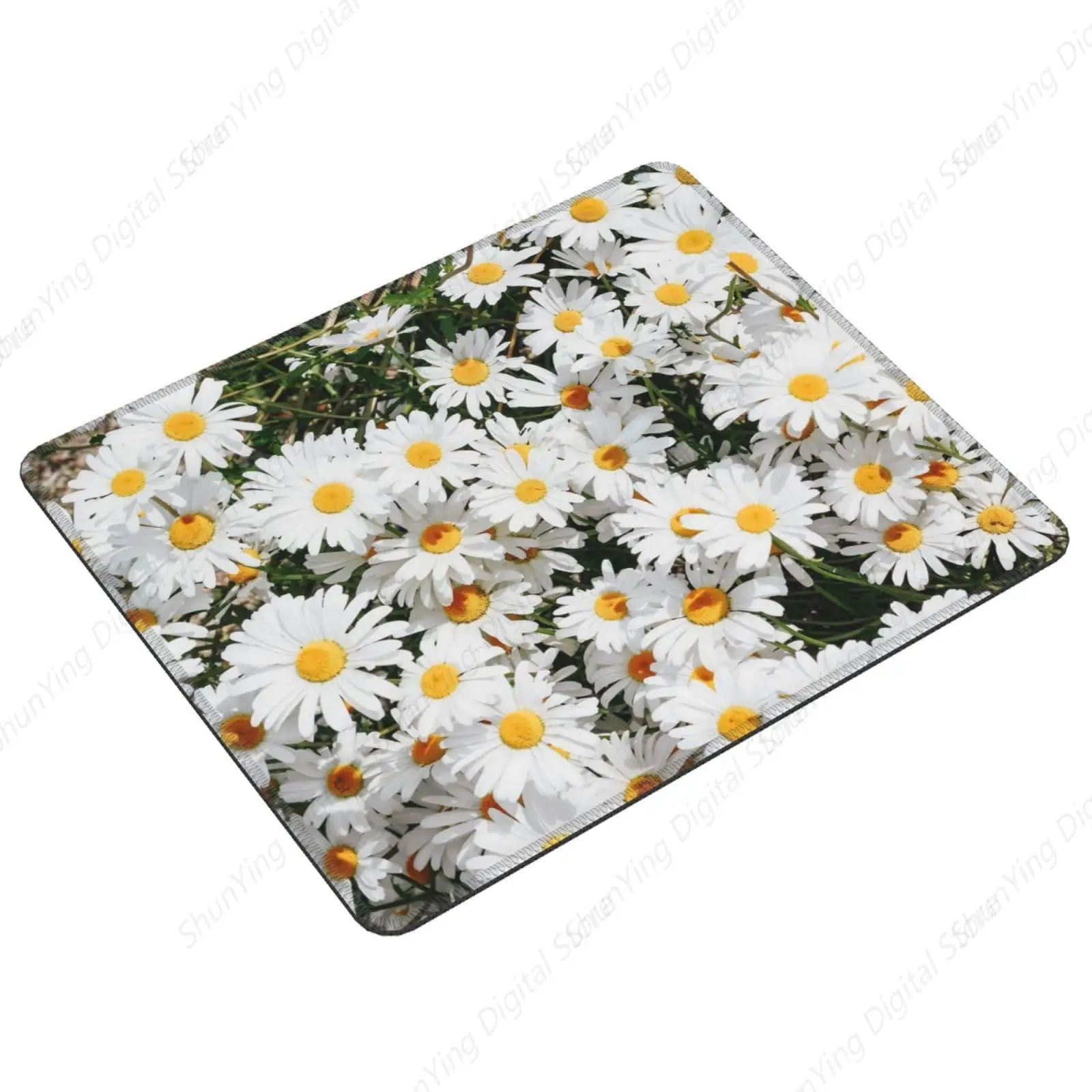 Tappetino per mouse White Daisy Tappetino per mouse da gioco in gomma antiscivolo con bordo di blocco Tappetino per mouse per ufficio portatile 18 * 22 cm