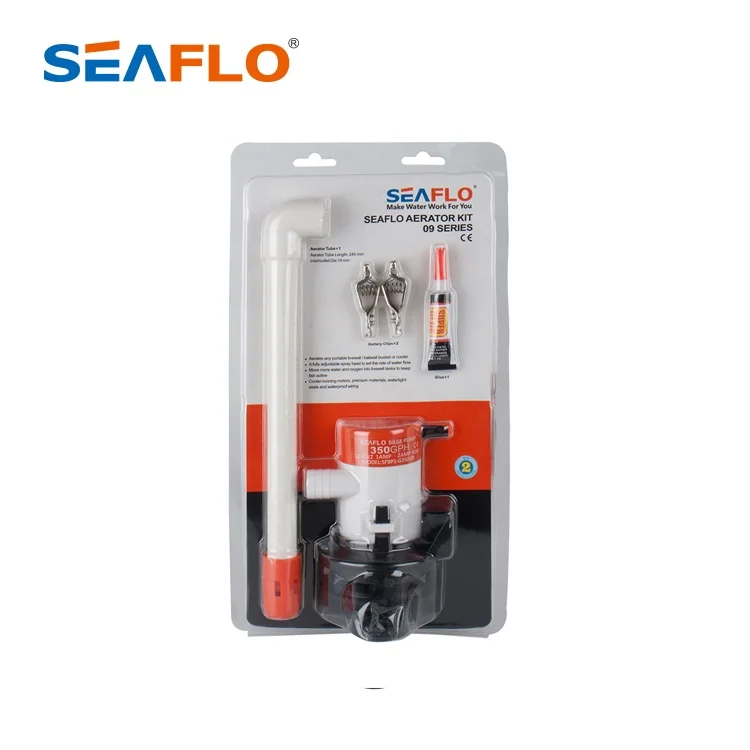 Kit de sistema de bomba de aeração Livewell com cabeça de spray ajustável SEAFLO Bomba aerador de isca com base de filtro de encaixe