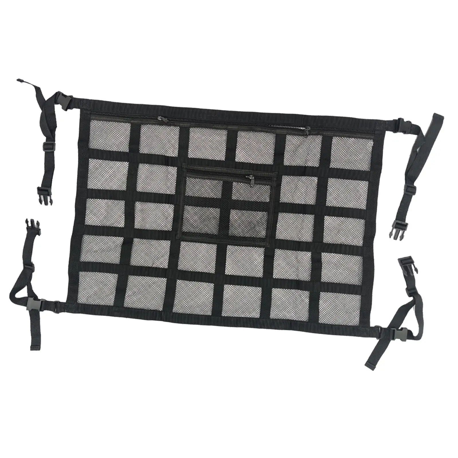 Car Ceiling Storage Net Pocket Car Overhead Roof Strengthen Load Bearing Zipper