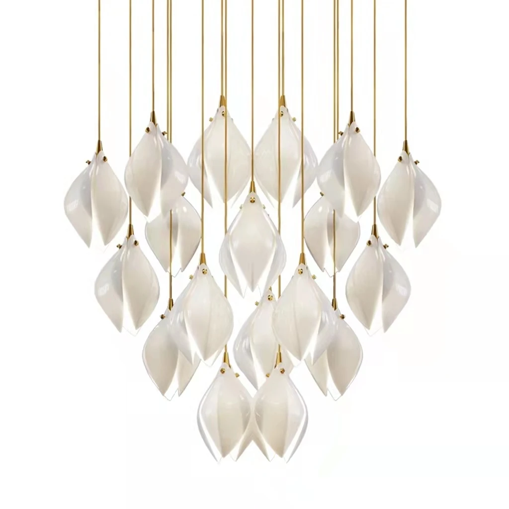 Nueva lámpara colgante de cerámica moderna y sencilla para restaurante Mulan, lámpara colgante de pétalos de cabecera para dormitorio personalizada para oficina de ventas de Hotel