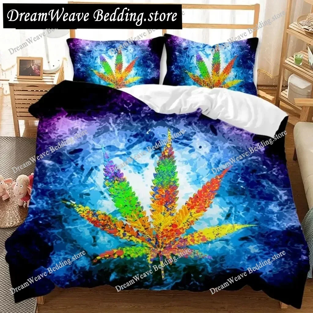 New Arrival Weed Leaves Bedding Set Single Twin Queen King Size Quilt Cover Pillowcase Duvet Cover Polyester Comforter Cover9639