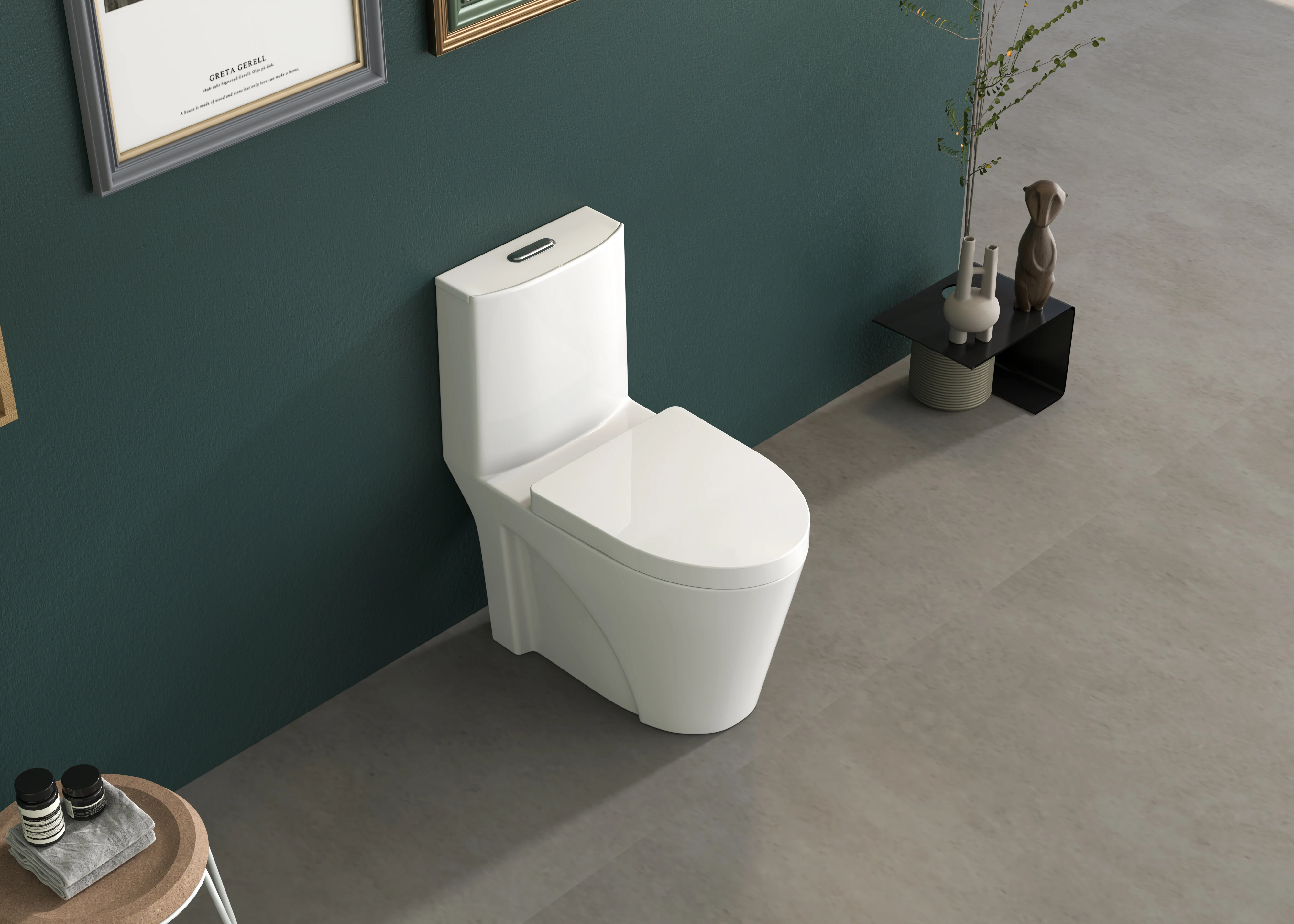 MEJE Elongated Standard One Piece Toilet with Comfort Seat Height,Soft Close Seat Cover and White Finish